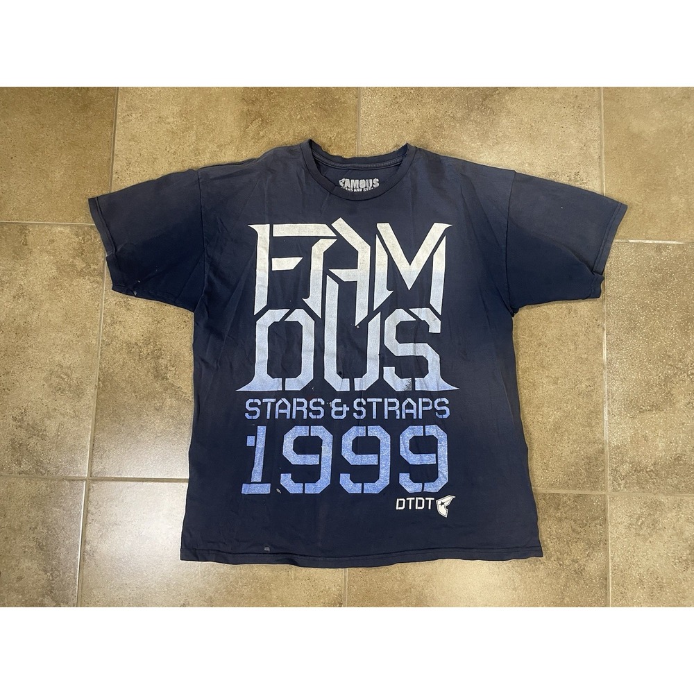 Vintage Famous Stars And Straps Shirt Men's Sz XL Blue Faded Y2k Distressed